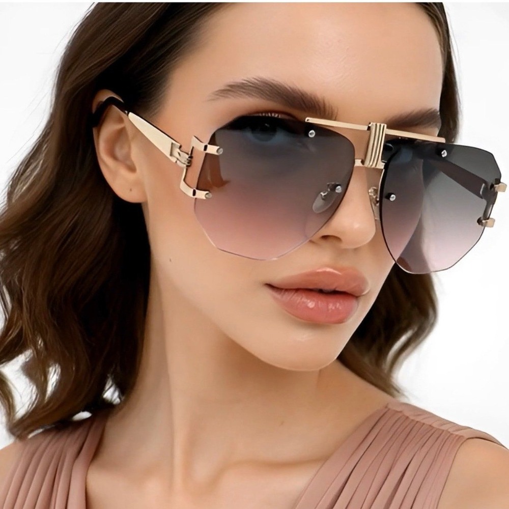 Sunglasses Men Women Fashion Oversized Trendy Shades Gold Accents Lnes Gafas New